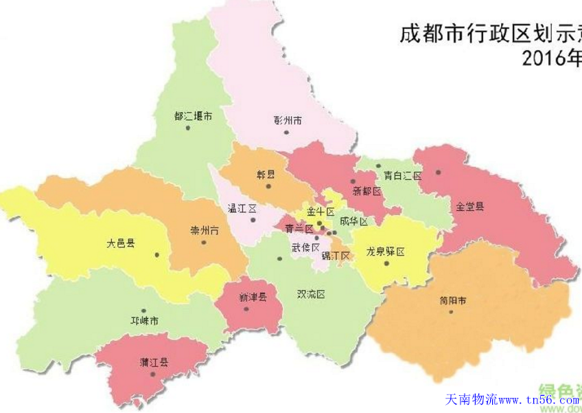 東莞到成都市物流地圖